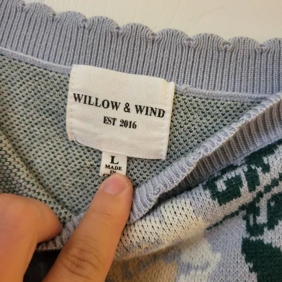 Willow&wind Floral Patterned Sweater - Gray and Cream L - Picture 4 of 4